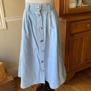 Vintage Cherokee 100% Cotton Light Wash Denim Jean Skirt Size 14 Made In USA